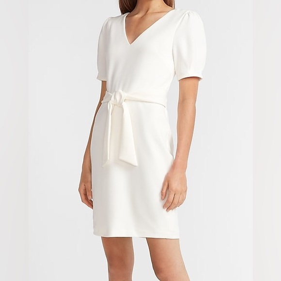Express V-neck Tie Waist Sheath Dress - Picture 1 of 7